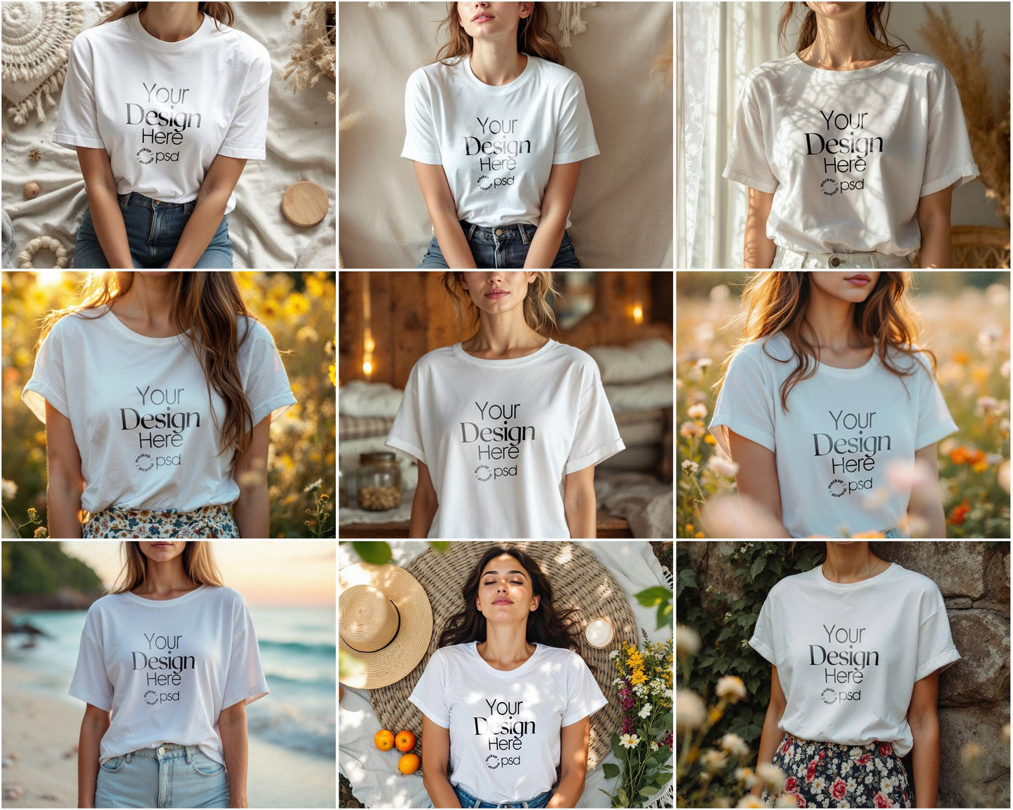 100 T-Shirt Mockup Bundle PSD | Gildan 64000 & Bella Canvas 3001 Print on Demand | Apparel Mockups Lifestyle T-Shirt Mockups Bundle