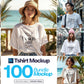 100 T-Shirt Mockup Bundle PSD | Gildan 64000 & Bella Canvas 3001 Print on Demand | Apparel Mockups Lifestyle T-Shirt Mockups Bundle