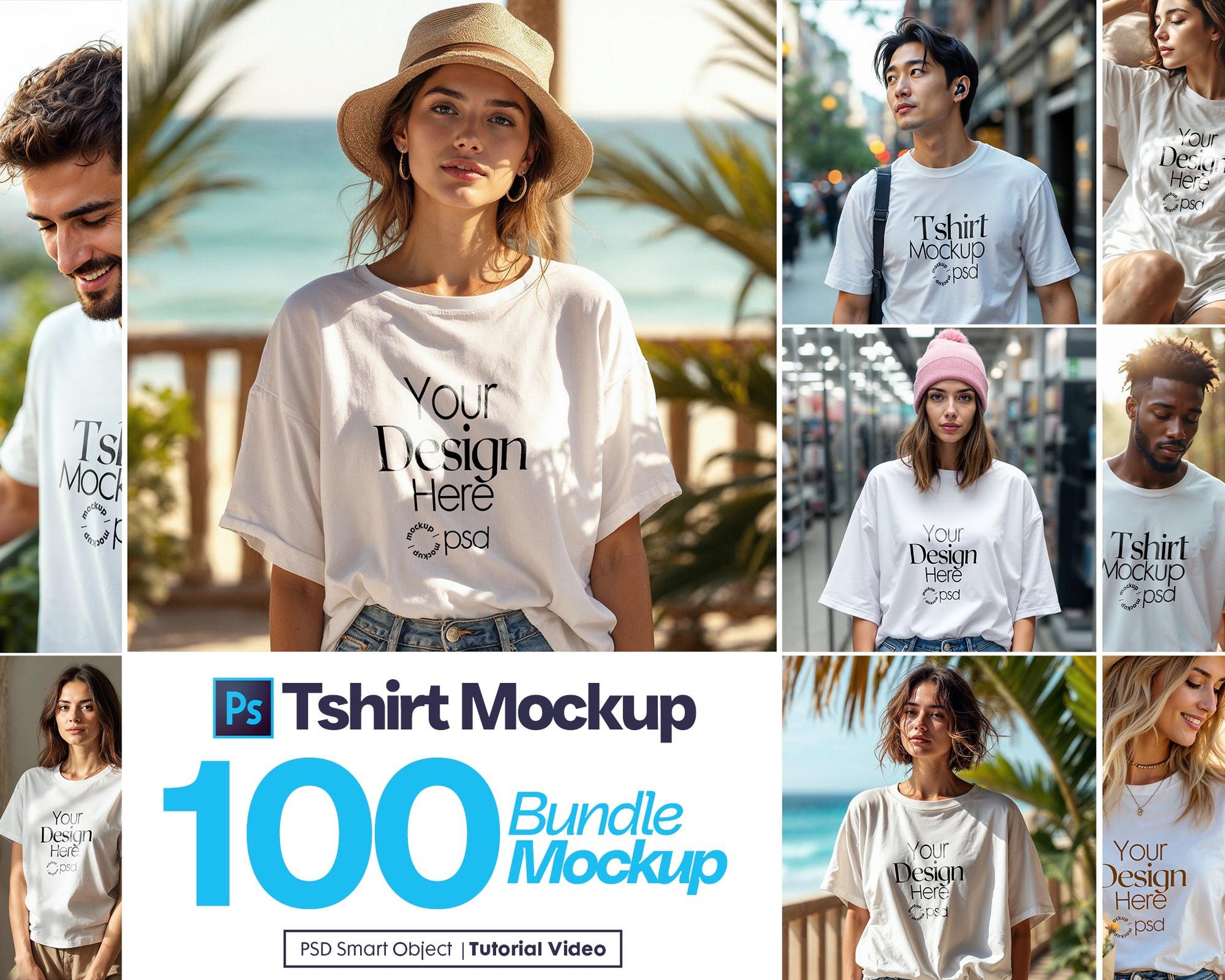 100 T-Shirt Mockup Bundle PSD | Gildan 64000 & Bella Canvas 3001 Print on Demand | Apparel Mockups Lifestyle T-Shirt Mockups Bundle