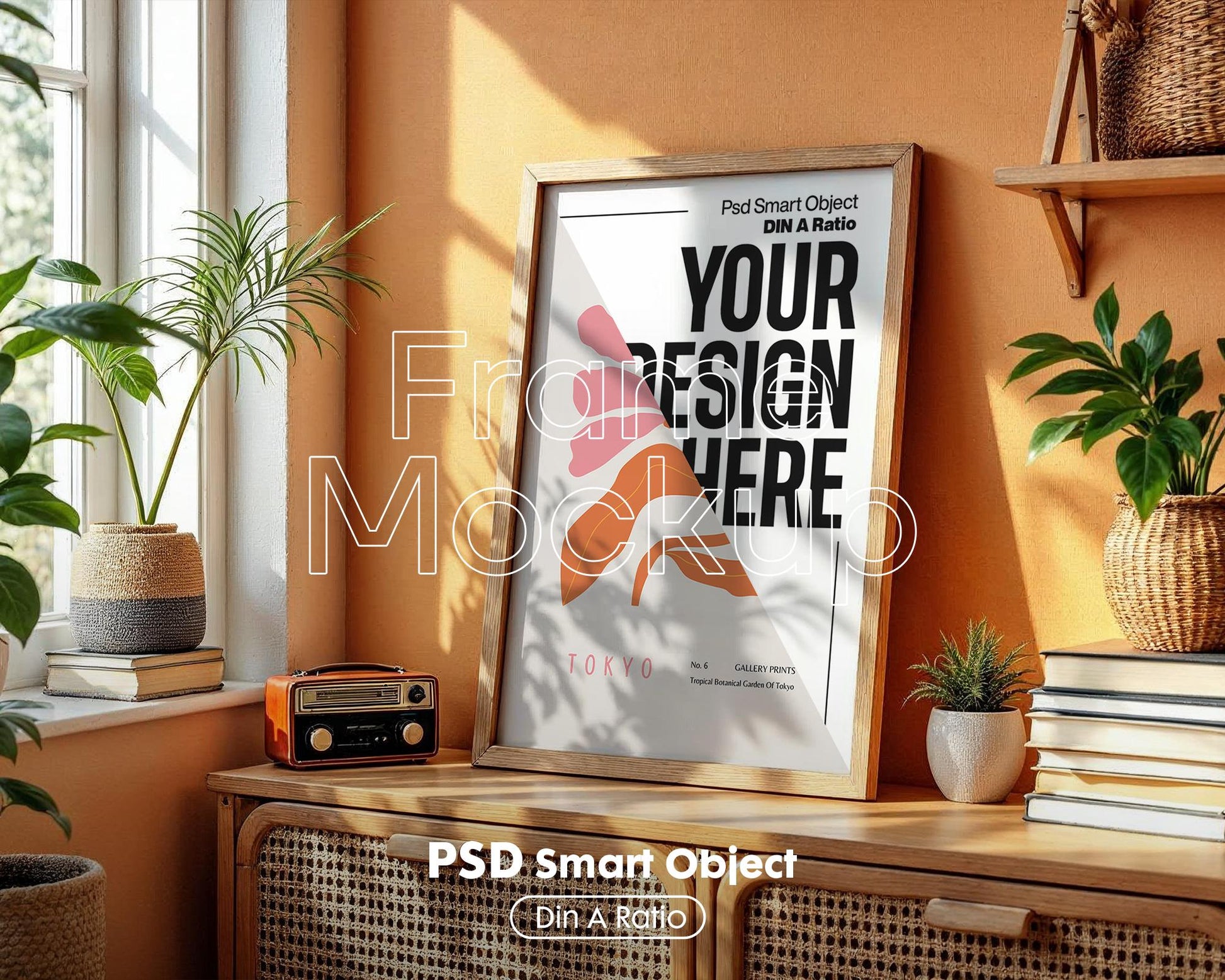 Poster Frame Mockup PSD Template - Stylish Wall Art Display, Editable Photoshop Mockup for Prints & Posters, PSD Smart Object