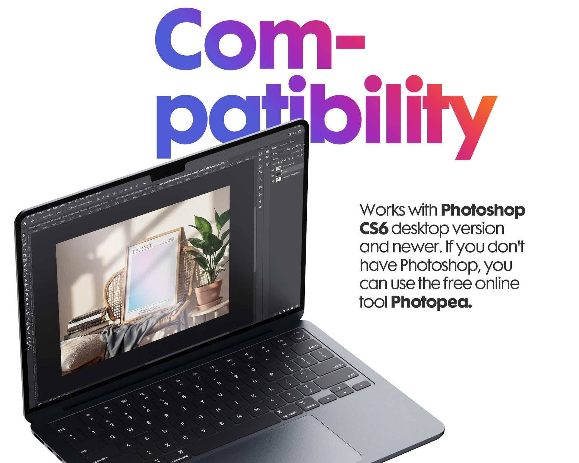 Poster Frame Mockup PSD Template - Stylish Wall Art Display, Editable Photoshop Mockup for Prints & Posters, PSD Smart Object