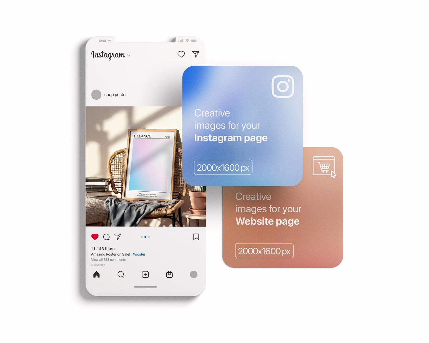 Poster Frame Mockup PSD Template - Stylish Wall Art Display, Editable Photoshop Mockup for Prints & Posters, PSD Smart Object