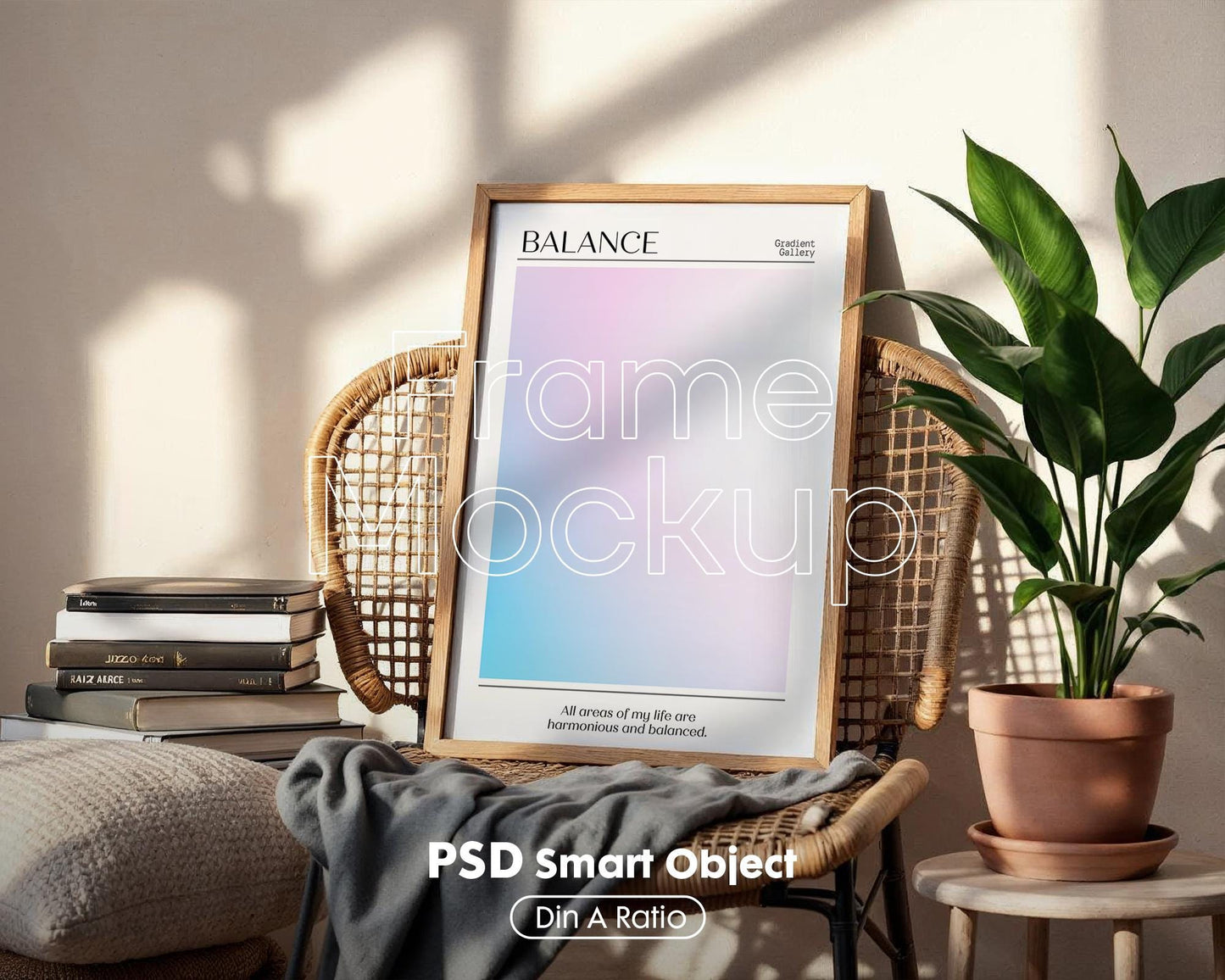 Poster Frame Mockup PSD Template - Stylish Wall Art Display, Editable Photoshop Mockup for Prints & Posters, PSD Smart Object