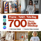 700+ Mockup Mega PSD Bundle Set - Tshirt, Frame and Tote Bag Mockup for Digital Art, PSD Smart Object