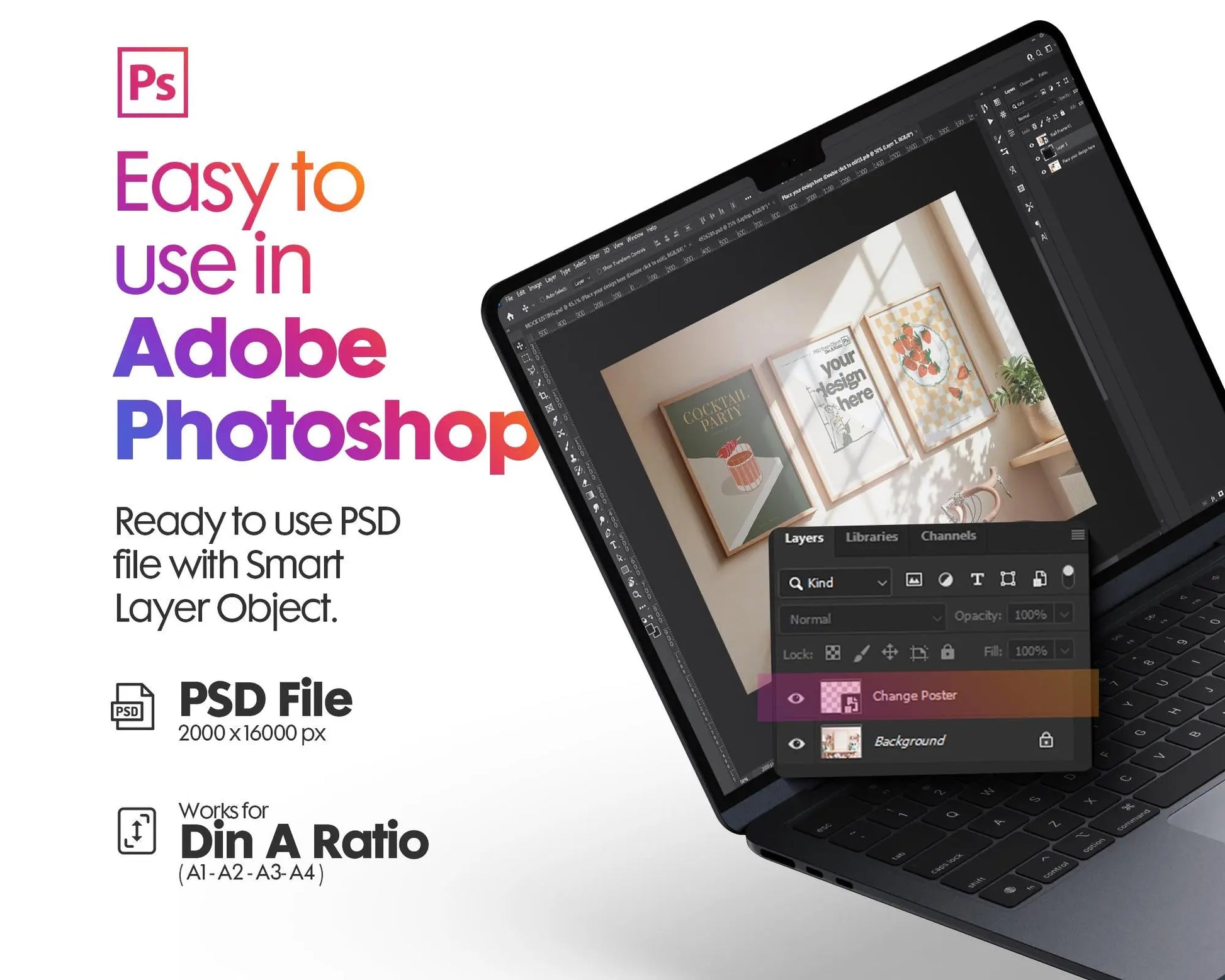 Set of 3 Frame Mockup PSD, Three Multiple Gallery Set 3 Bundle, 3 Vertical Frame Art Display Mockup, Digital Print Mockup