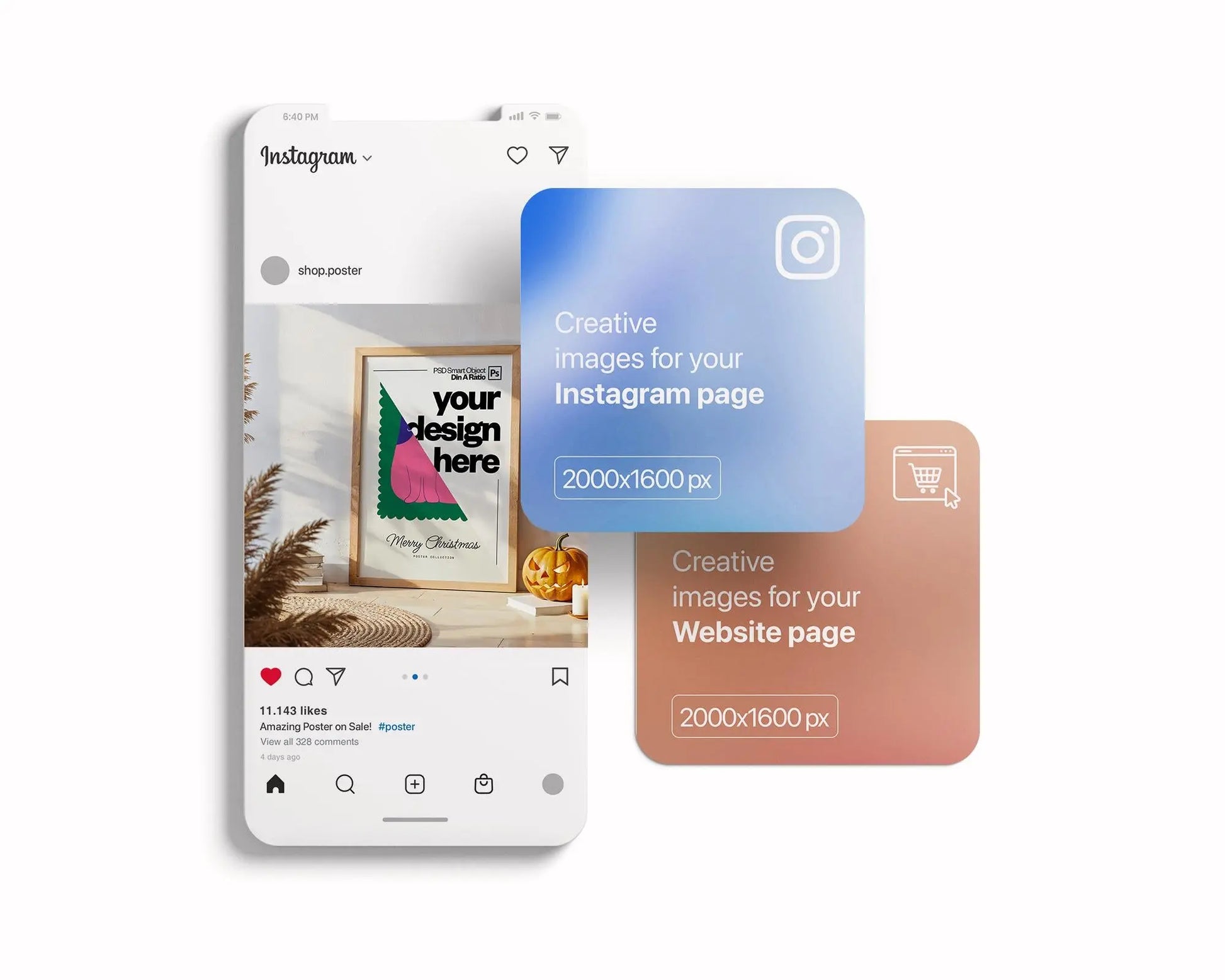 Halloween Frame Mockup PSD, Halloween Wall Art, Rustic Autumn & Pumpkins Vertical Artwork, Spooky Art Mockup,