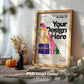 Halloween Frame Mockup PSD, Halloween Wall Art, Rustic Autumn & Pumpkins Vertical Artwork, Spooky Art Mockup,
