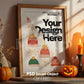 Halloween Frame Mockup PSD, Halloween Wall Art, Rustic Autumn & Pumpkins Vertical Artwork, Spooky Art Mockup