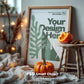 Halloween Frame Mockup PSD, Halloween Wall Art, Rustic Autumn & Pumpkins Vertical Artwork, Spooky Art Mockup