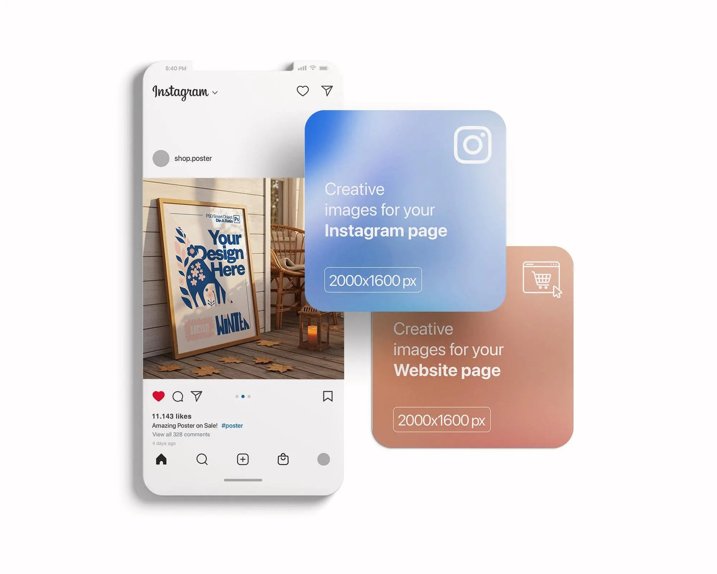 Halloween Frame Mockup PSD, Halloween Wall Art, Rustic Autumn & Pumpkins Vertical Artwork, Spooky Art Mockup,