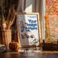 Halloween Frame Mockup PSD, Halloween Wall Art, Rustic Autumn & Pumpkins Vertical Artwork, Spooky Art Mockup