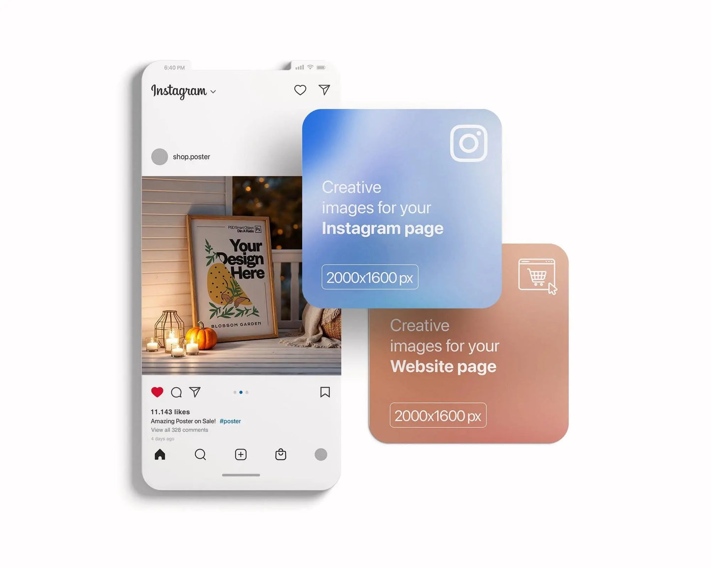 Halloween Frame Mockup PSD, Halloween Wall Art, Rustic Autumn & Pumpkins Vertical Artwork, Spooky Art Mockup,