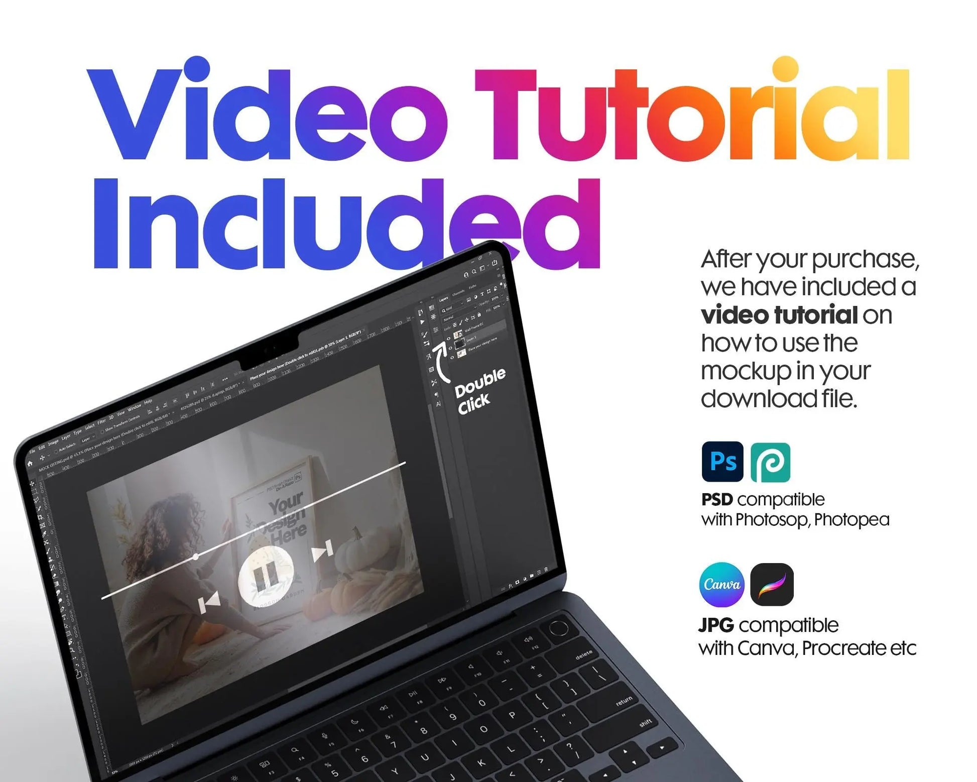 Halloween Frame Mockup With Person PSD, Halloween Wall Art, Rustic Autumn & Pumpkins Vertical Artwork, Spooky Art Mockup,