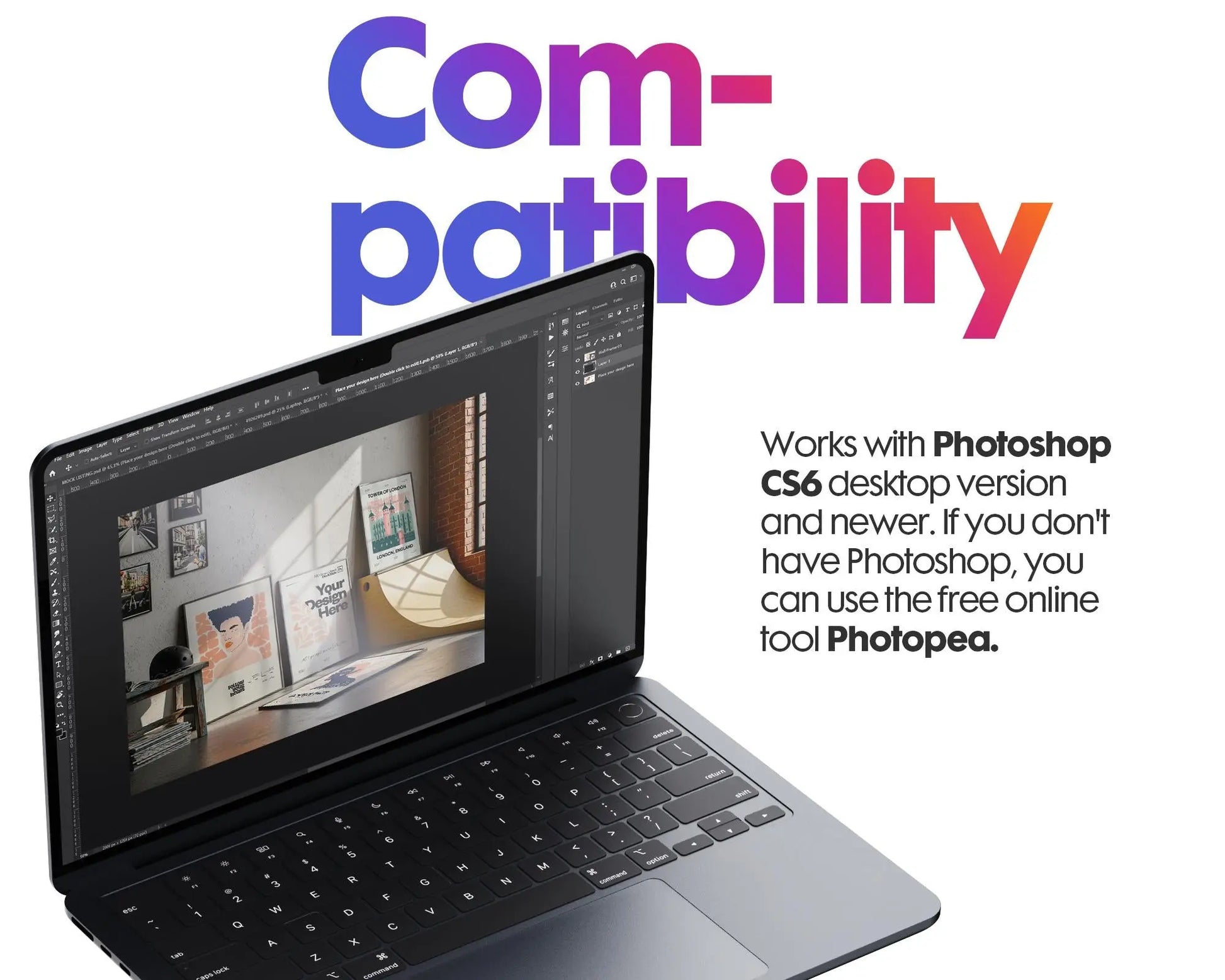 Set of 4 Frame Mockup, Three Multiple Gallery Set 4 Bundle, 4 Vertical Frame Art Display Mockup, Digital Print Mockup - PSD