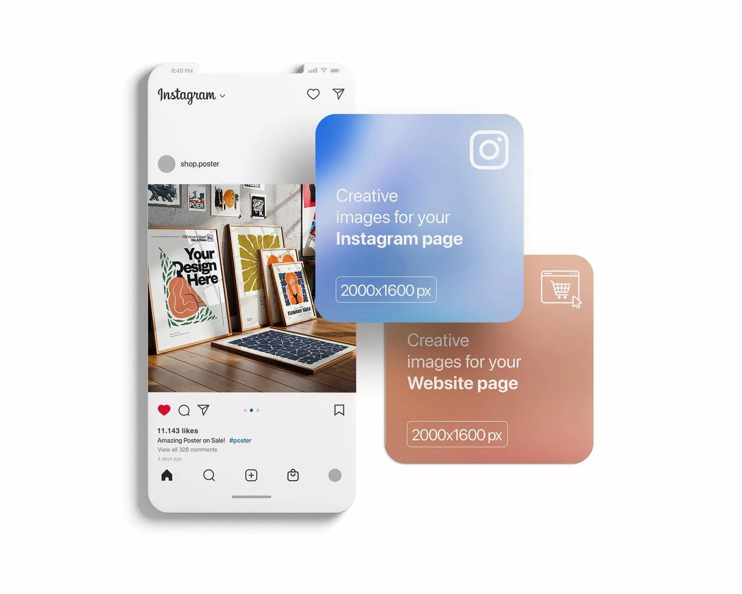 Set of 5 Frame Mockup, Three Multiple Gallery Set 5 Bundle, 5 Vertical Frame Art Display Mockup, Digital Print Mockup - PSD