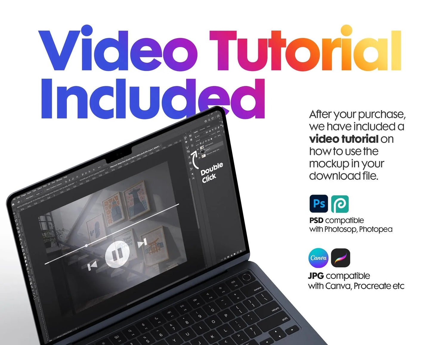 Set of 5 Frame Mockup, Three Multiple Gallery Set 5 Bundle, 5 Vertical Frame Art Display Mockup, Digital Print Mockup - PSD