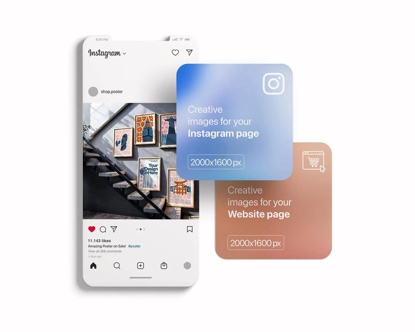 Set of 5 Frame Mockup, Three Multiple Gallery Set 5 Bundle, 5 Vertical Frame Art Display Mockup, Digital Print Mockup - PSD