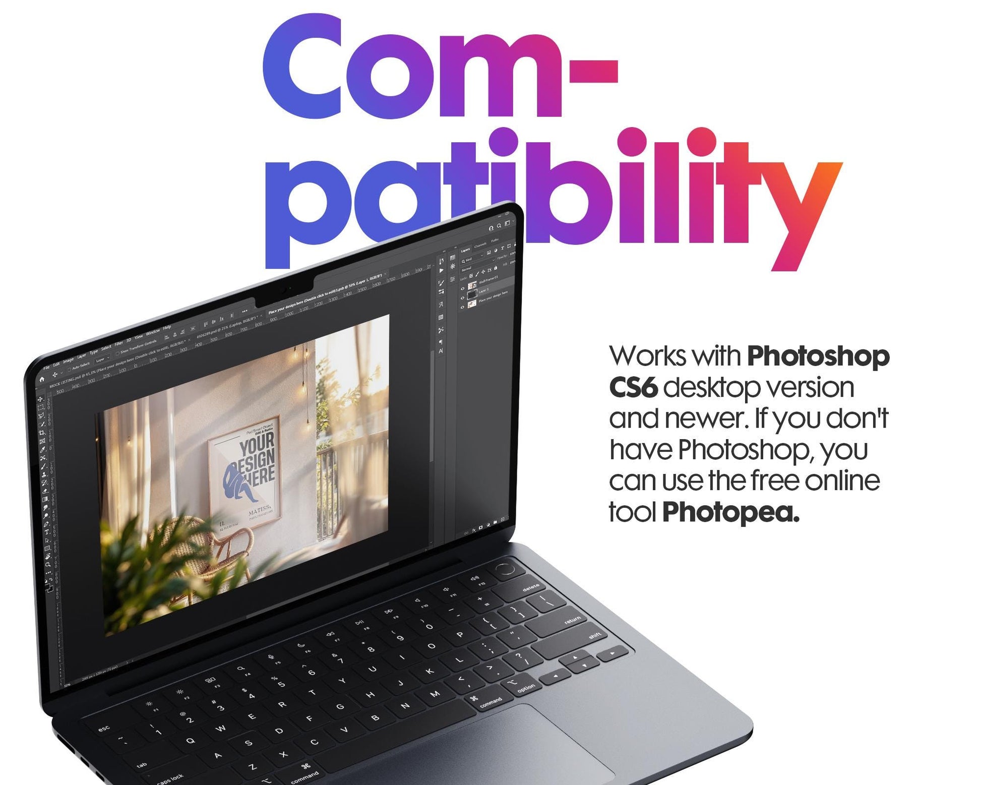 Wall Art Frame Mockup for Digital Download, Blank Wooden Poster Frame Mockup, Posters and Artwork Smart Object Instant Download