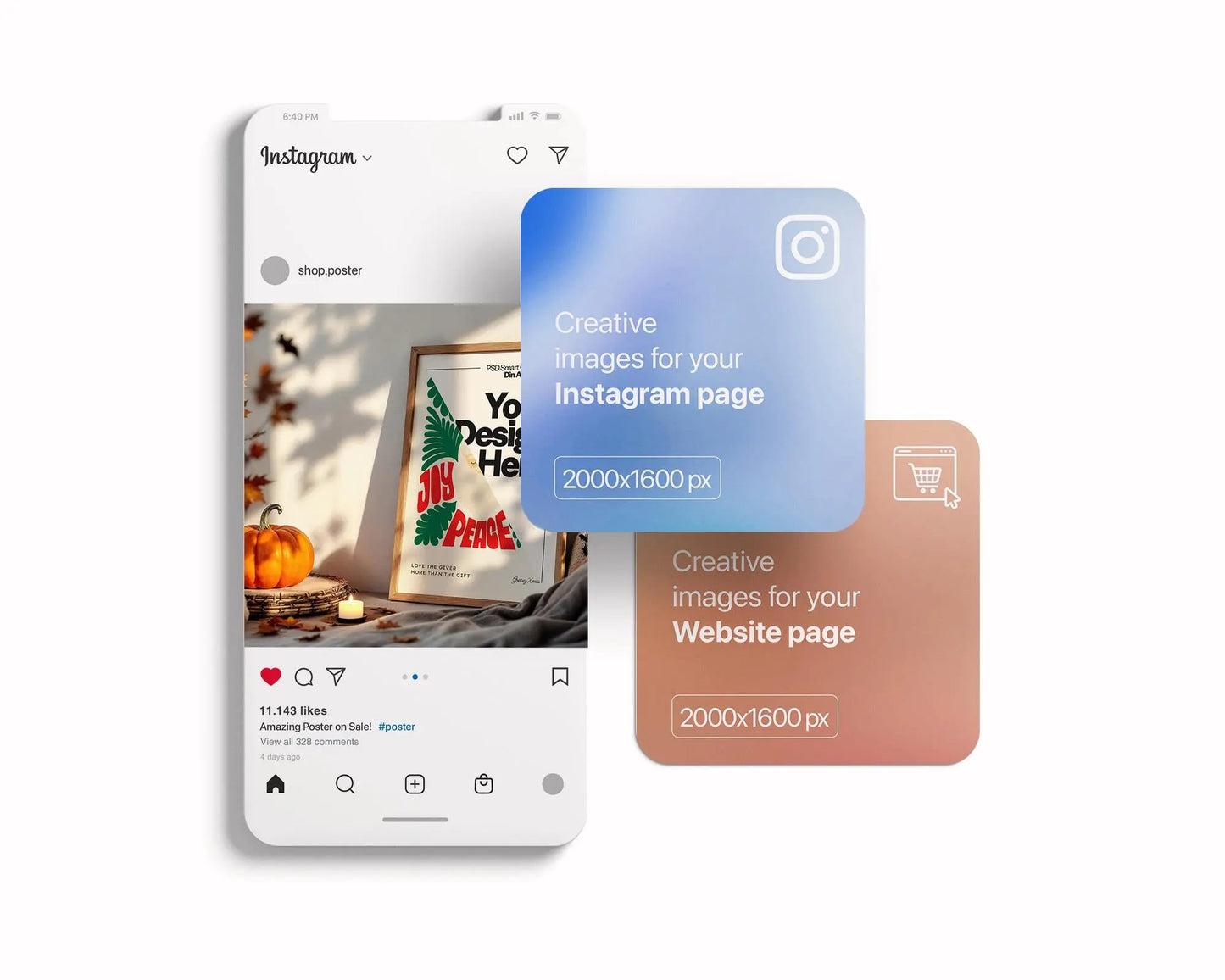 Halloween Frame Mockup PSD, Halloween Wall Art, Rustic Autumn & Pumpkins Vertical Artwork, Spooky Art Mockup