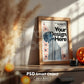 Halloween Frame Mockup PSD, Halloween Wall Art, Rustic Autumn & Pumpkins Vertical Artwork, Spooky Art Mockup