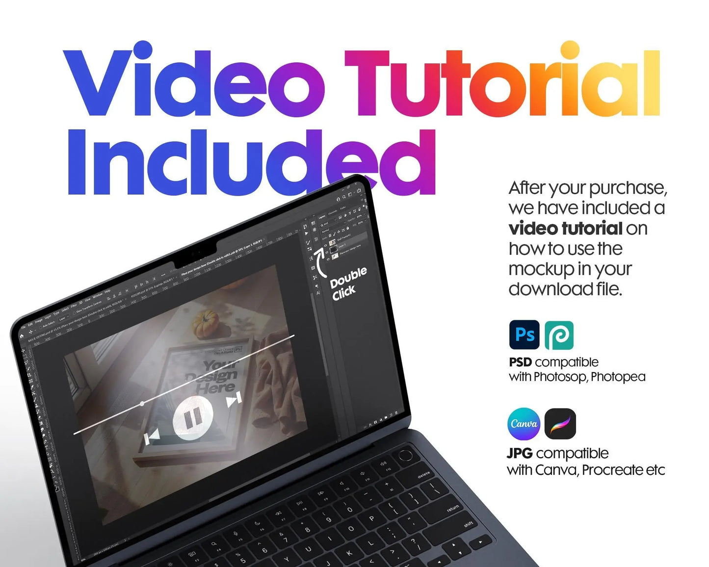 Halloween Frame Mockup PSD, Halloween Wall Art, Rustic Autumn & Pumpkins Vertical Artwork, Spooky Art Mockup