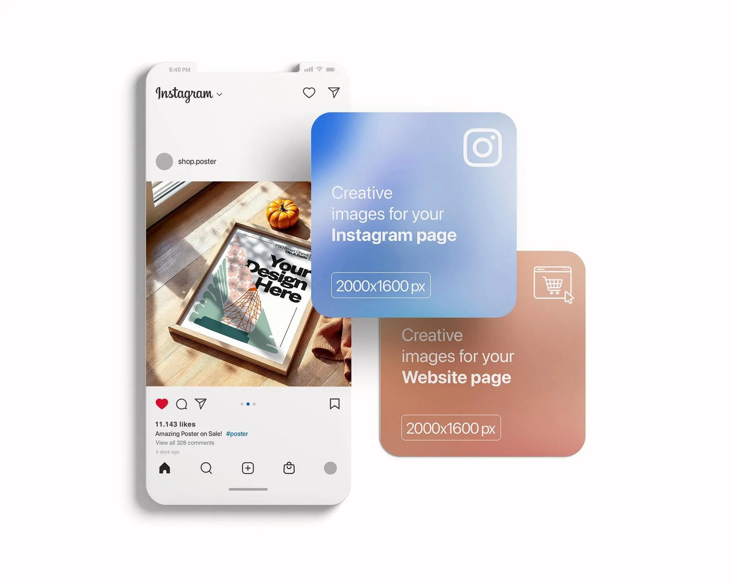 Halloween Frame Mockup PSD, Halloween Wall Art, Rustic Autumn & Pumpkins Vertical Artwork, Spooky Art Mockup