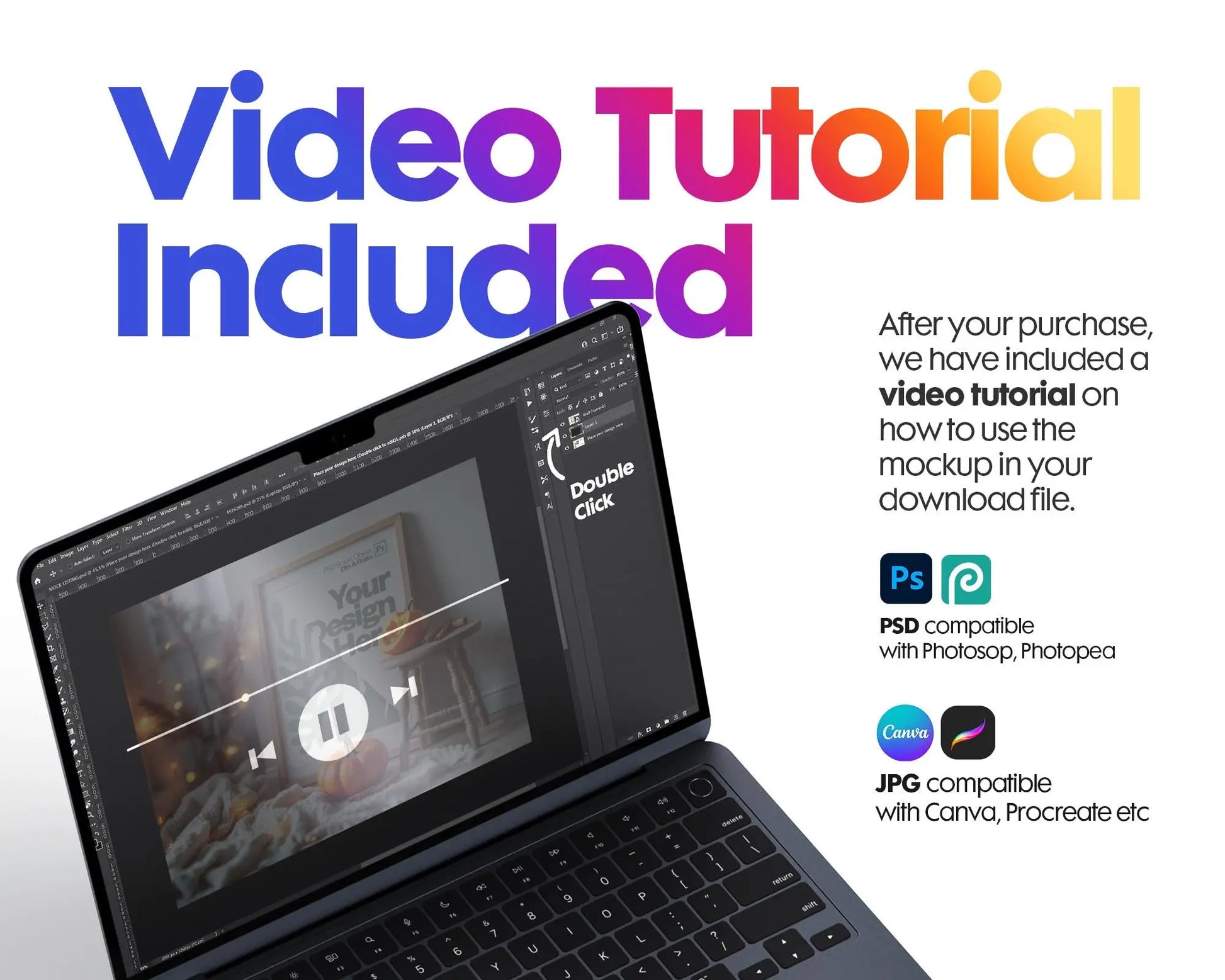 Halloween Frame Mockup PSD, Halloween Wall Art, Rustic Autumn & Pumpkins Vertical Artwork, Spooky Art Mockup