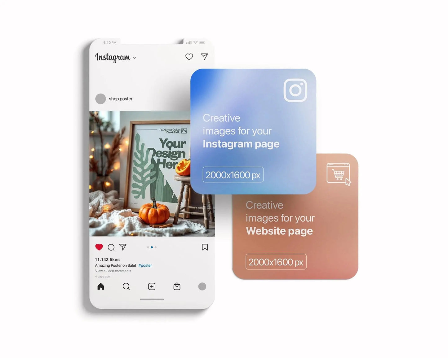 Halloween Frame Mockup PSD, Halloween Wall Art, Rustic Autumn & Pumpkins Vertical Artwork, Spooky Art Mockup