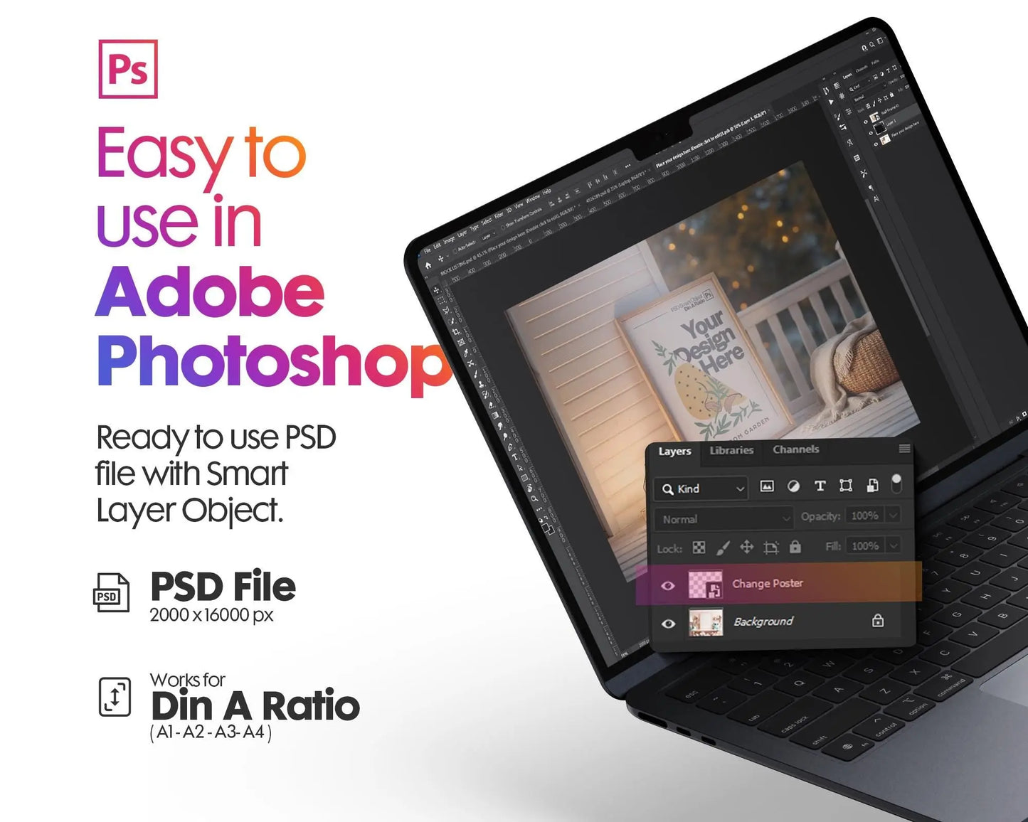 Halloween Frame Mockup PSD, Halloween Wall Art, Rustic Autumn & Pumpkins Vertical Artwork, Spooky Art Mockup,