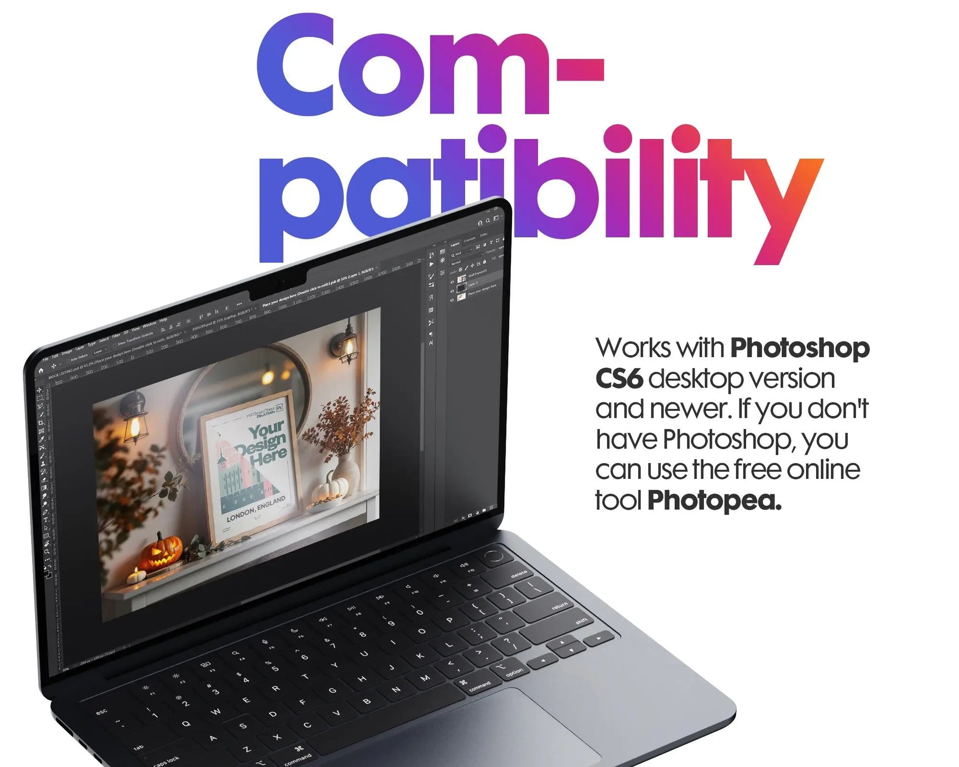 Halloween Frame Mockup PSD, Halloween Wall Art, Rustic Autumn & Pumpkins Vertical Artwork, Spooky Art Mockup,