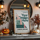 Halloween Frame Mockup PSD, Halloween Wall Art, Rustic Autumn & Pumpkins Vertical Artwork, Spooky Art Mockup,
