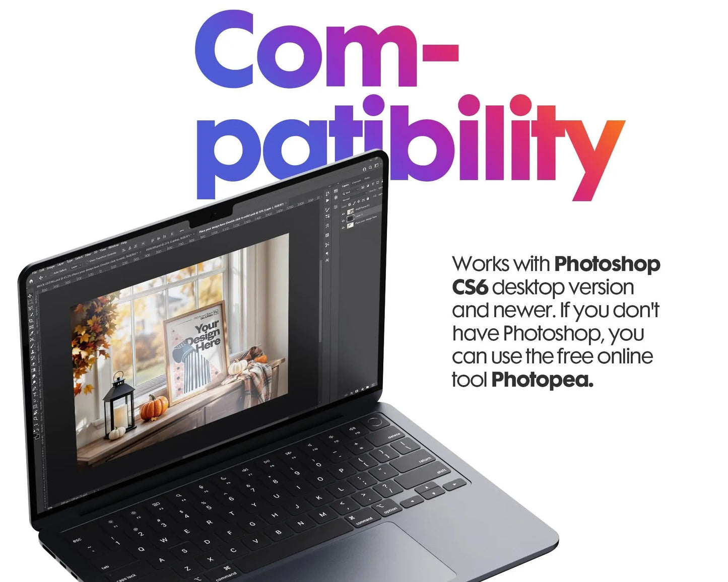 Halloween Frame Mockup PSD, Halloween Wall Art, Rustic Autumn & Pumpkins Vertical Artwork, Spooky Art Mockup,