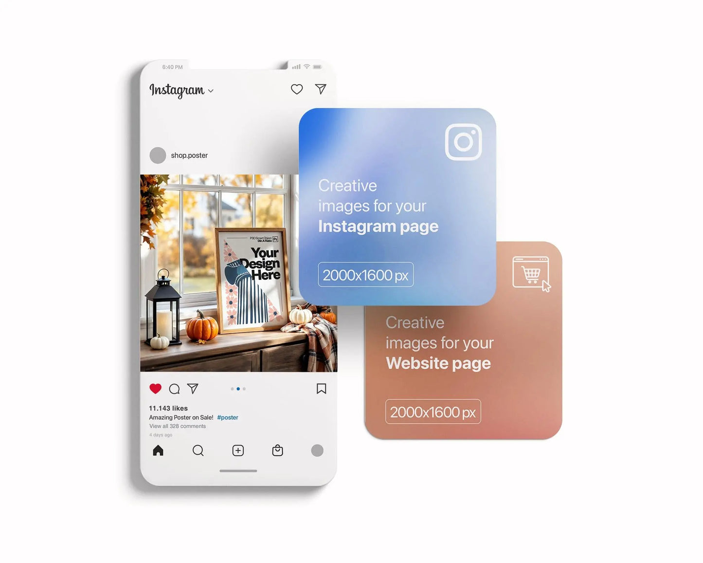 Halloween Frame Mockup PSD, Halloween Wall Art, Rustic Autumn & Pumpkins Vertical Artwork, Spooky Art Mockup,