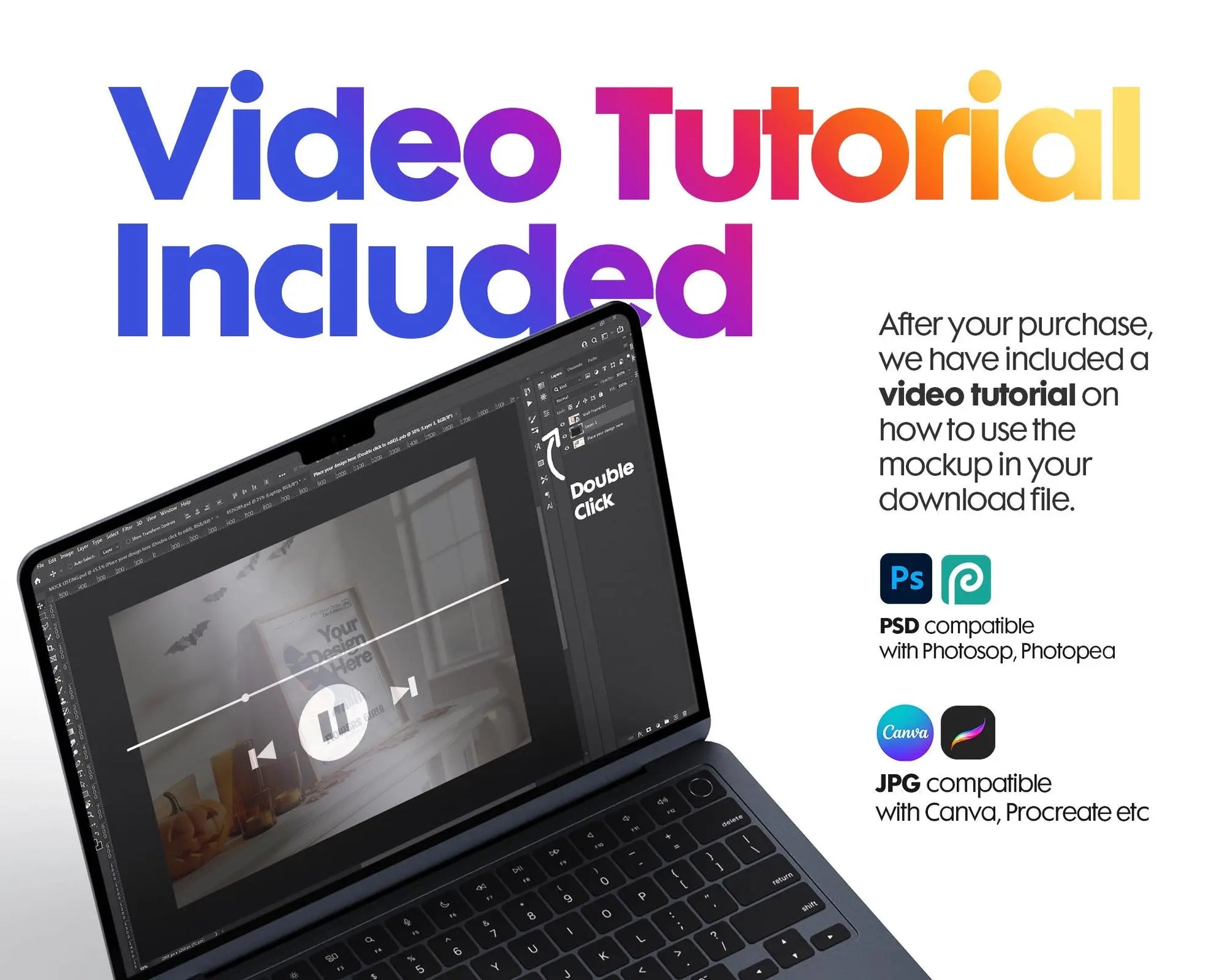 Halloween Frame Mockup PSD, Halloween Wall Art, Rustic Autumn & Pumpkins Vertical Artwork, Spooky Art Mockup,