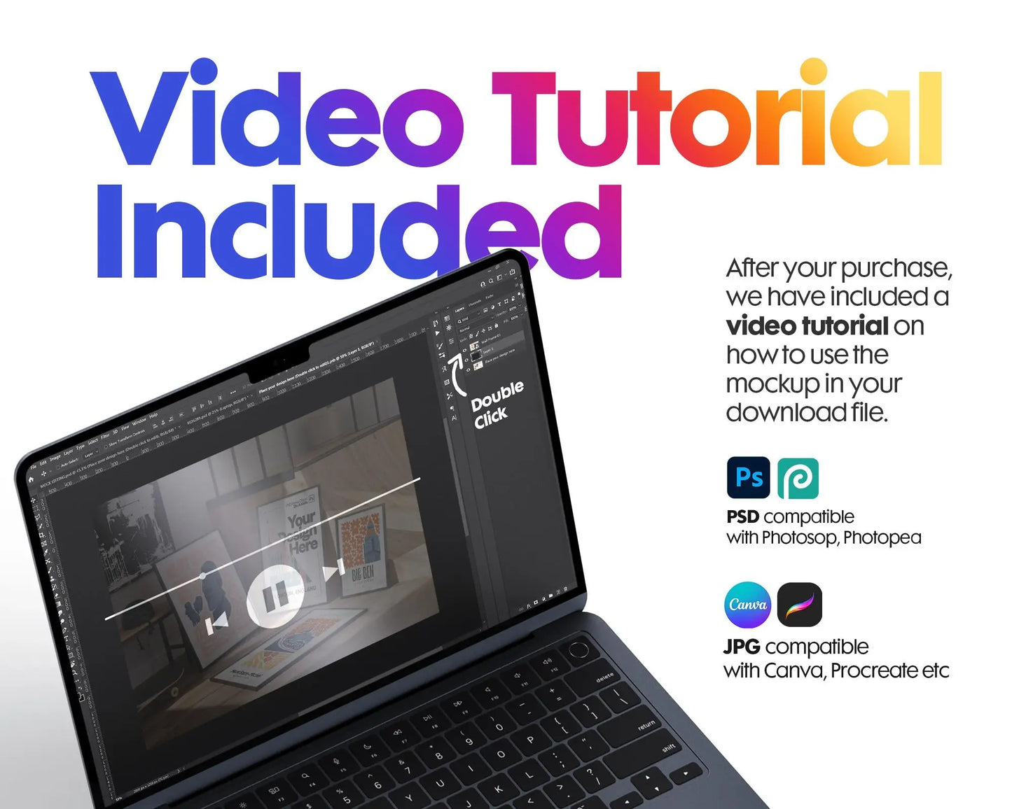 Set of 4 Frame Mockup, Three Multiple Gallery Set 4 Bundle, 4 Vertical Frame Art Display Mockup, Digital Print Mockup - PSD