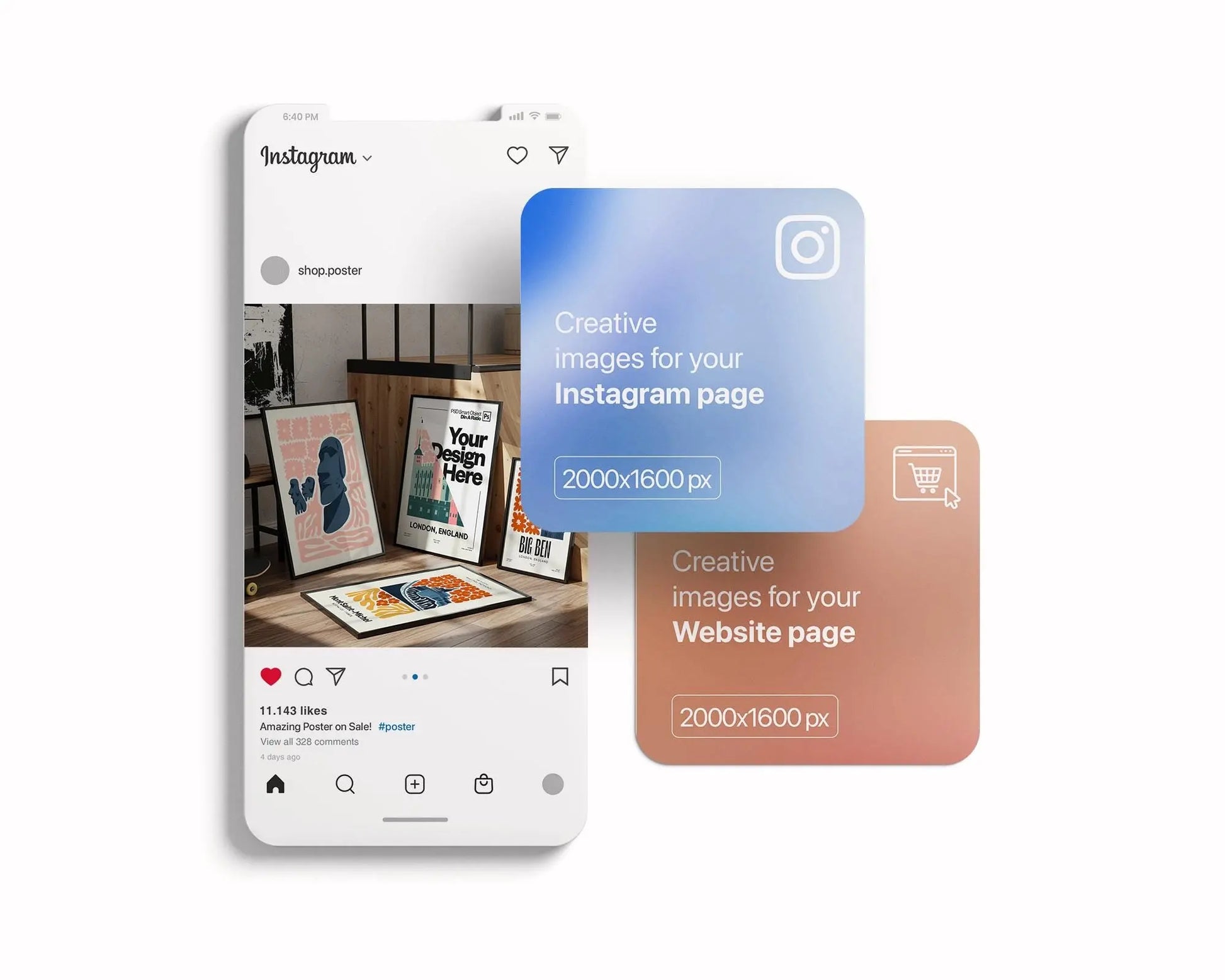 Set of 4 Frame Mockup, Three Multiple Gallery Set 4 Bundle, 4 Vertical Frame Art Display Mockup, Digital Print Mockup - PSD