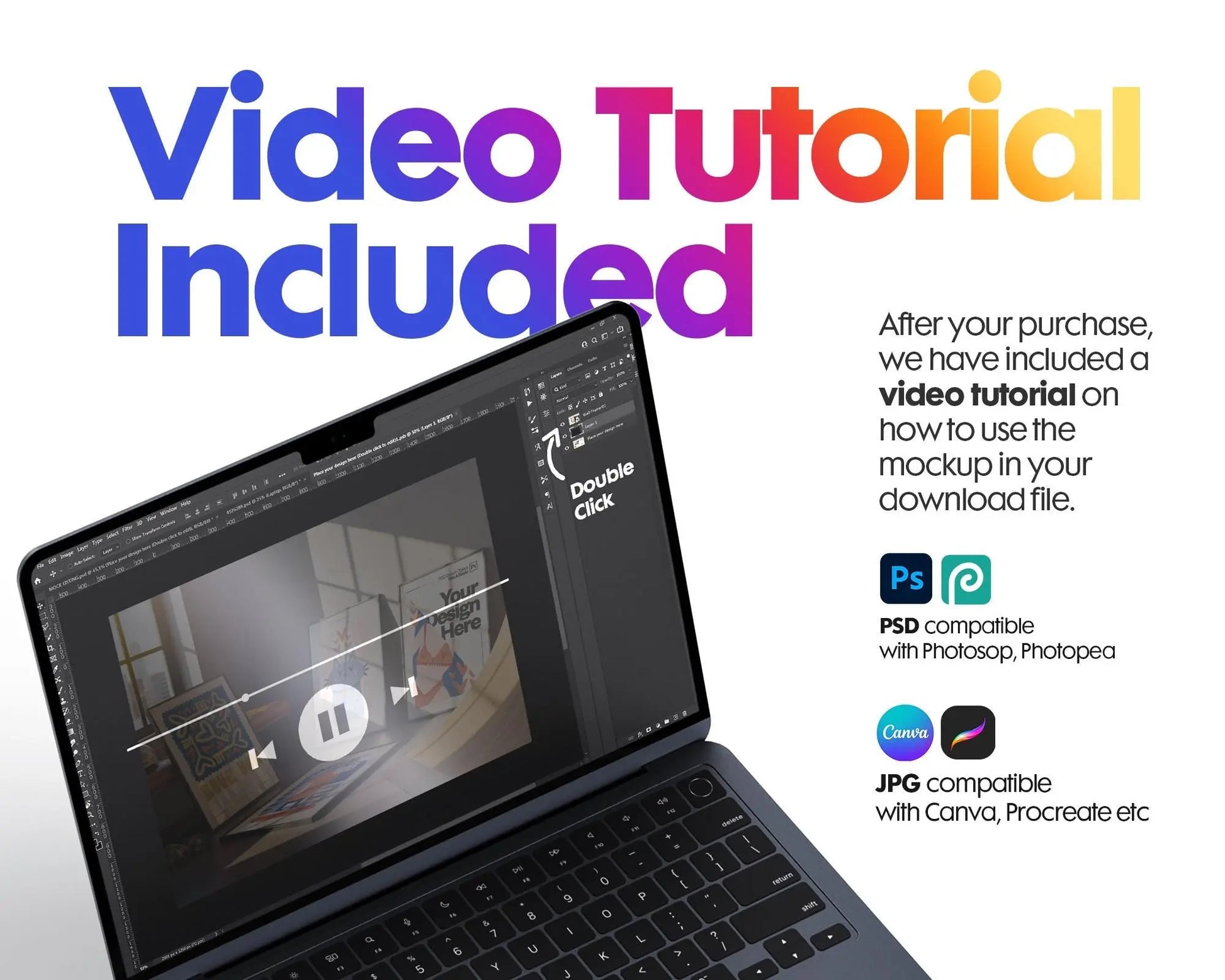 Set of 4 Frame Mockup, Three Multiple Gallery Set 4 Bundle, 4 Vertical Frame Art Display Mockup, Digital Print Mockup - PSD