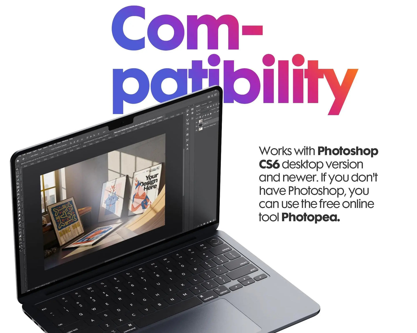 Set of 4 Frame Mockup, Three Multiple Gallery Set 4 Bundle, 4 Vertical Frame Art Display Mockup, Digital Print Mockup - PSD