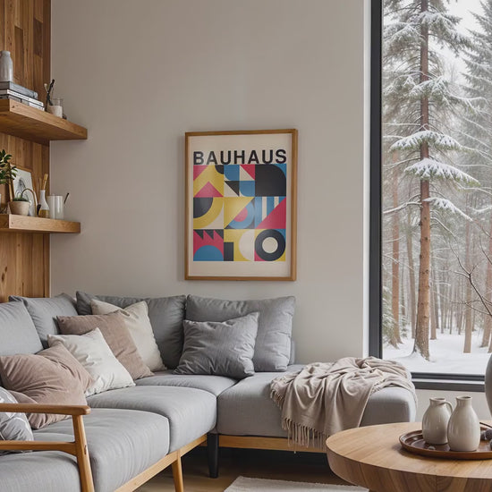 Wood Frame Mockup in Home Interior | Winter Home Frame Mockup Frames | Snow Interior Wall Poster