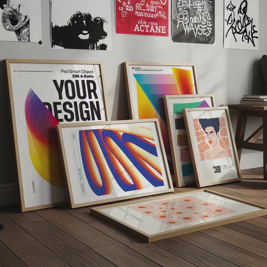 Set of 6 Frame Mockup, Three Multiple Gallery Set 6 Bundle, 6 Vertical Frame Art Display Mockup, Digital Print Mockup - PSD