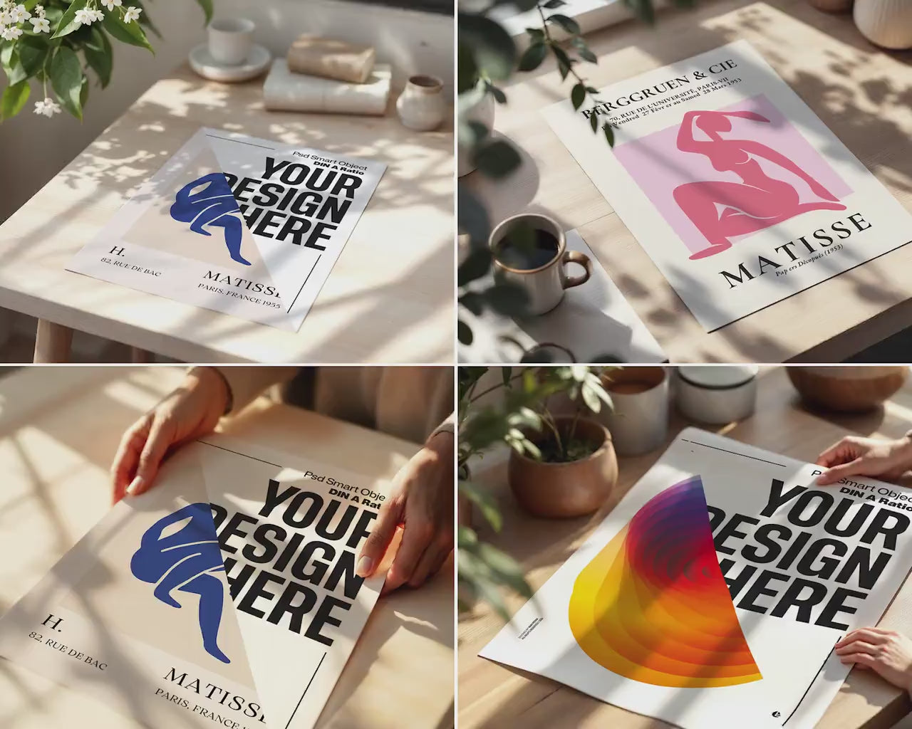 10+ Poster Paper Mockup Bundle PSD with Smart Object | Din A Ratio Photoshop Template for Wall Art & Prints
