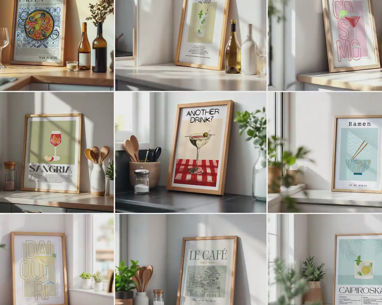Kitchen Frame Mockup Bundle 65+ PSD Kitchen Poster Frames Din A Ratio Mockups for Recipes & Food Art