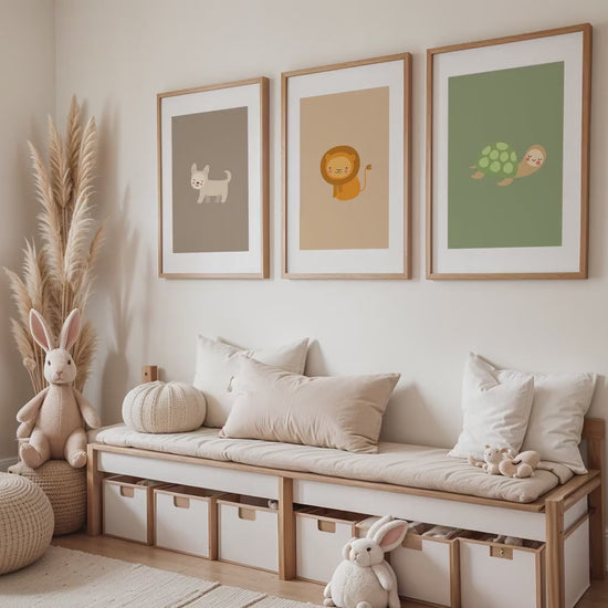 3 Frame Nursery Mockup in Home Interior PSD | 3 Nursery Frame Mockup Frames | Nursery Wall Poster |  Nursery Poster Shop Mockup