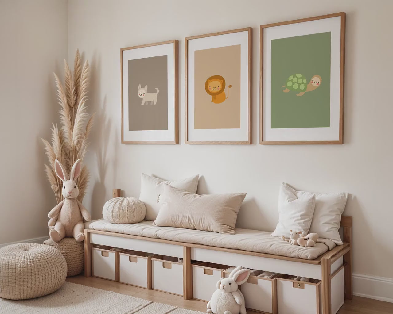 3 Frame Nursery Mockup in Home Interior PSD | 3 Nursery Frame Mockup Frames | Nursery Wall Poster |  Nursery Poster Shop Mockup