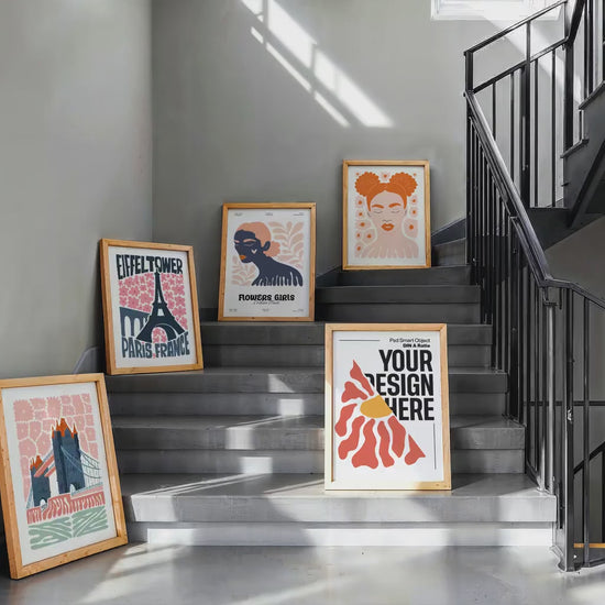 Set of 5 Frame Mockup, Three Multiple Gallery Set 5 Bundle, 5 Vertical Frame Art Display Mockup, Digital Print Mockup - PSD