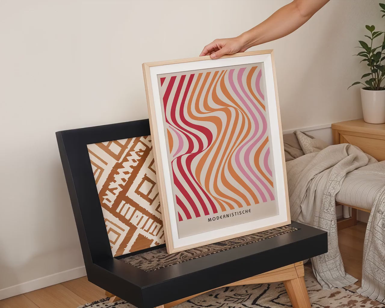 Frame Mockup With Person,  PSD Photoshop Mockup, Frame Mockup Home Interior, Luxury Frame Mockup