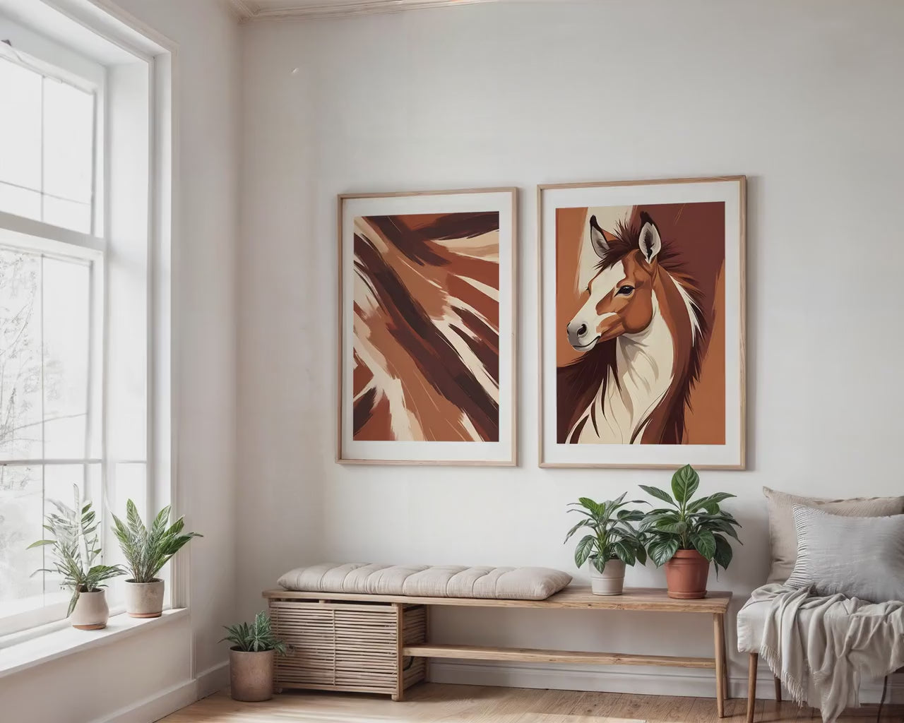 2 Frame Mockup in Home Interior PSD | 2 Frame Mockup Frames | Interior Wall Poster |  Interior Poster Shop Mockup