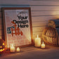 Halloween Frame Mockup PSD, Halloween Wall Art, Rustic Autumn & Pumpkins Vertical Artwork, Spooky Art Mockup