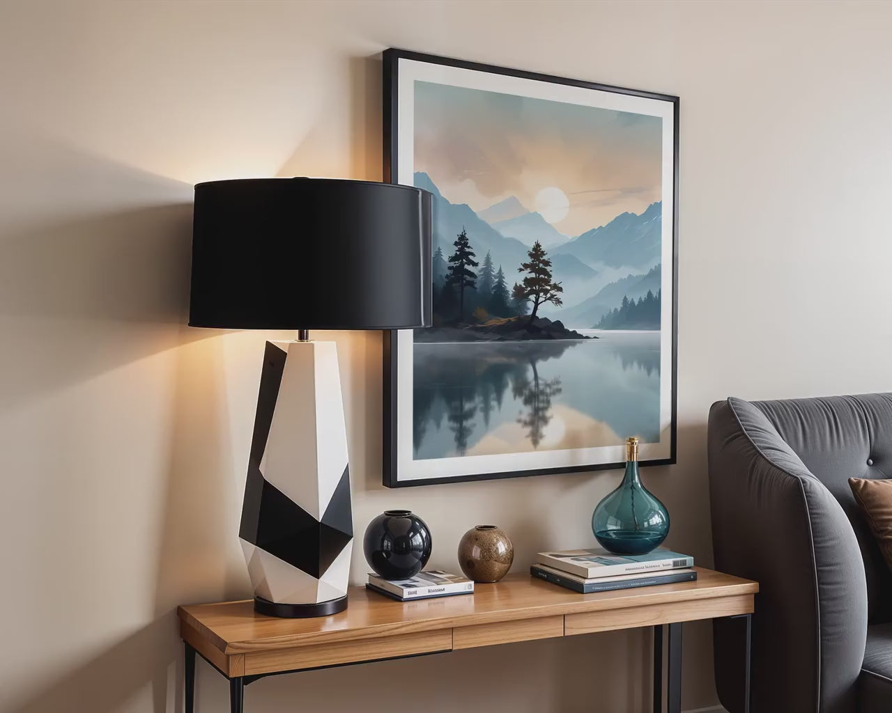 Vertical Frame Mockup in Home Interior | Frame Mockup PSD | Interior Wall Poster | Wood Frame Mockup