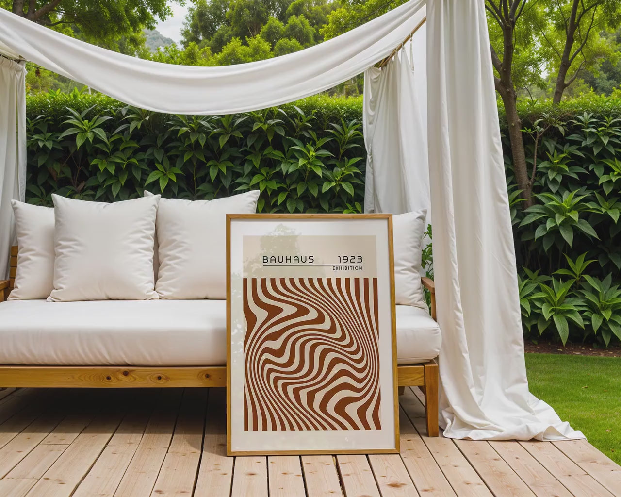 Vertical Frame Mockup in Garden  | Garden Frame Mockup PSD |  Minimal Thin Wooden Frame
